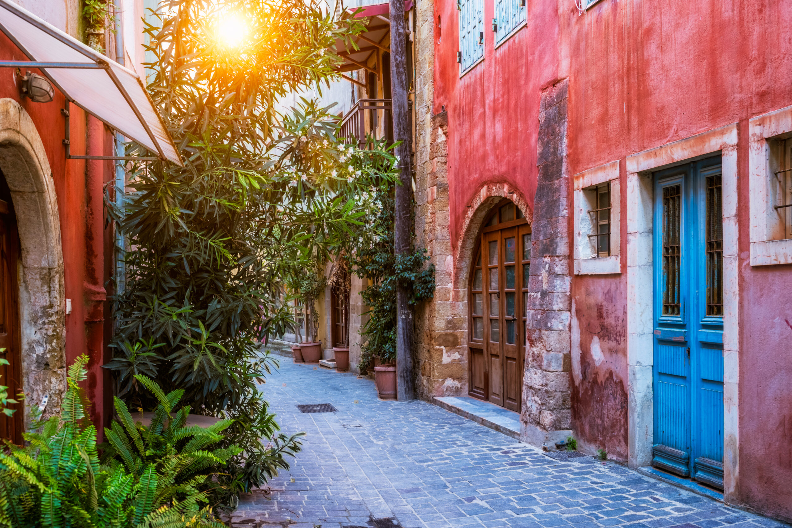 Pittoreske gader i den venetianske by Chania. Kreta, Grækenland